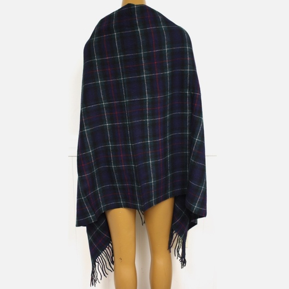 J. Crew Plaid Cape Wool Blend Scarf Wrap - Picture 4 of 12